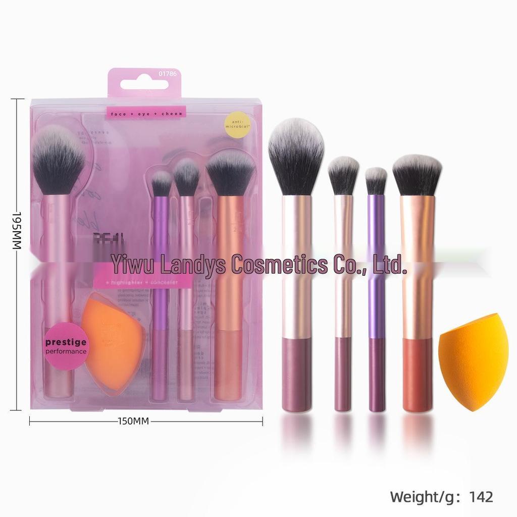 RT Series Makeup Brush & Sponge Set: Blending & Eyeshadow Brushes with Beauty Sponge