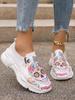 Fashion Fashion Print Non-Slip Sneakers for Women Summer Breathable Knitted Soft Sole Flats Woman Slip-On Platform Sports Shoes Ladies