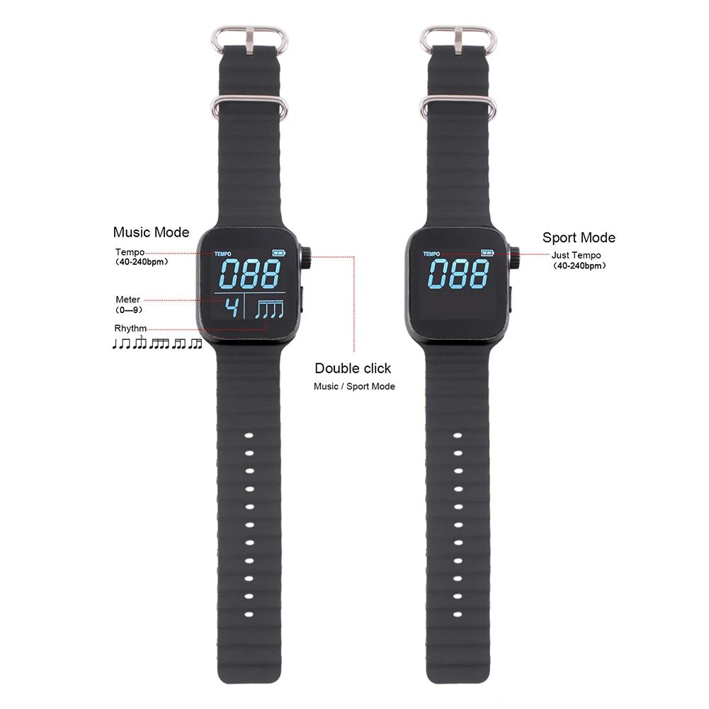 Wearable Vibrating Metronome Watch Adjustable Strap for Running Music Practice Guitar Piano Drums