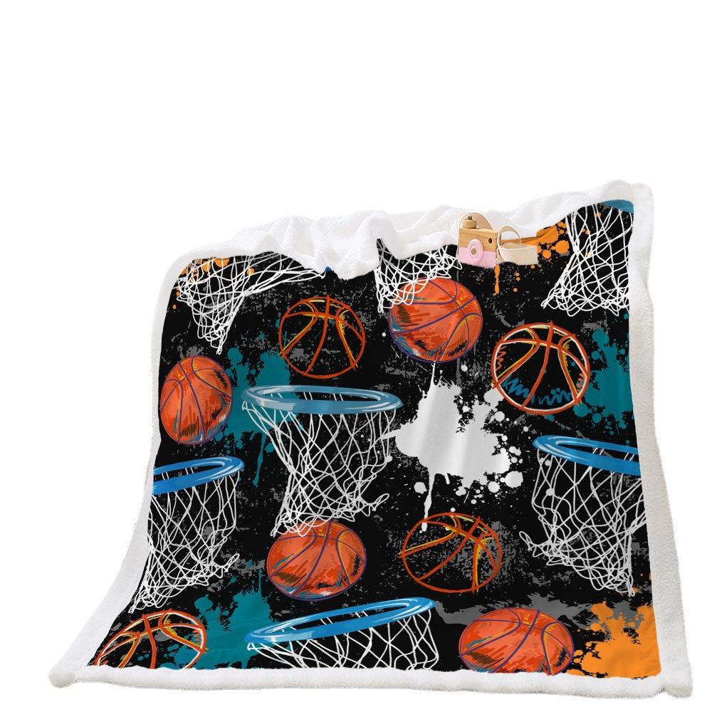 Basketball Sports Blanket Lamb Fleece Crystal Fleece Double Blanket Blanket