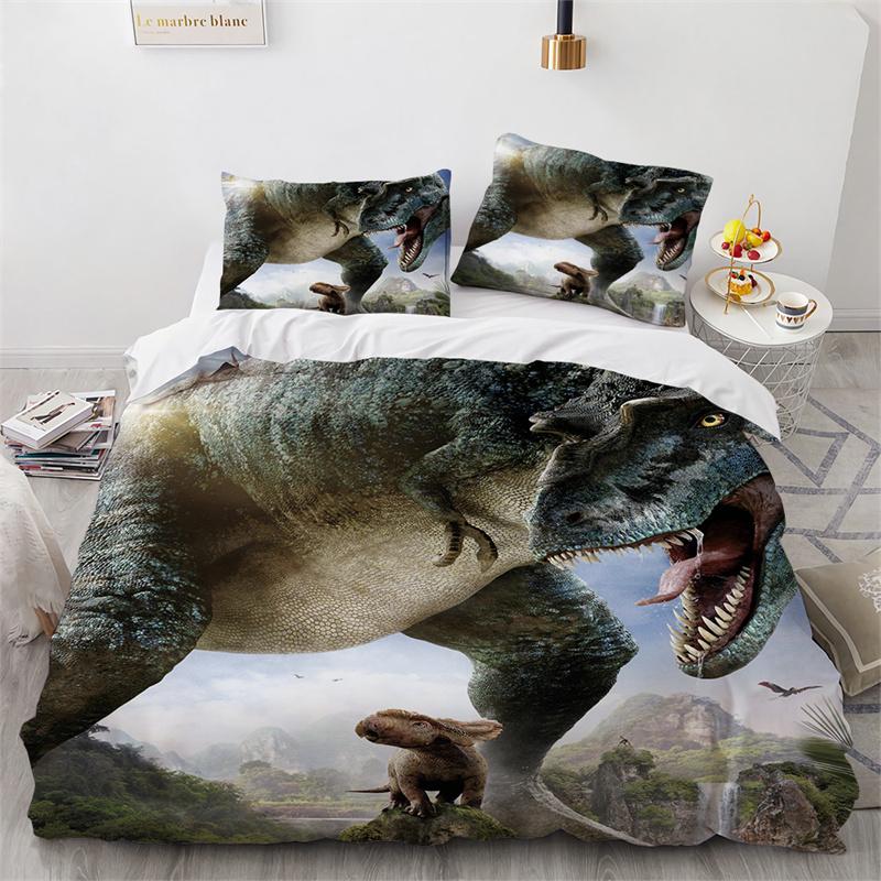 Jurassic World Park Dinosaur Bedding Set Boys Girls Twin Queen Size Duvet Cover Pillowcase Bed Boys Adult Home Textileextile