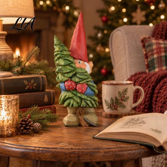 Rustic Holiday Table Centerpieces Resin Gnome Ornament, Hand Painted Nordic Style Dwarf Figurine for Home Country Decor and Garden Decoration, Statue