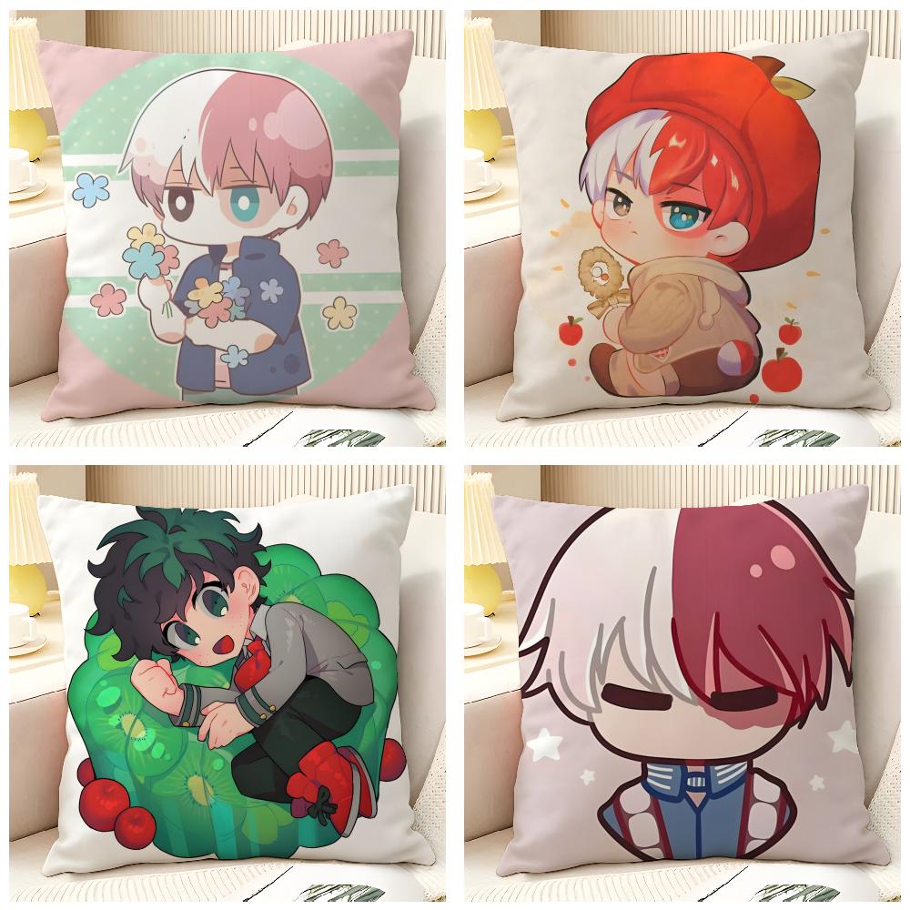 Cartoon C-Chibi Todoroki Kawaii Shoto 1 Natural Linen Organic Fabric Double-Sided Printing Sofa Home Decor Gift Pillow Case