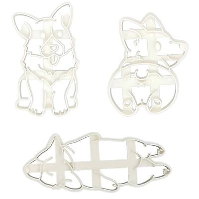3 Stück/Set Niedlicher Corgi Keksausstecher Kunststoff Lustige Hundeform Ausstecher Keks Backwerkzeug für Kinder Hand