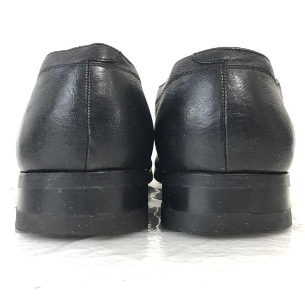 70er-80er Jahre? Vintage FLORSHEIM Filz Tan Leder Plain Toe 10E 27.5-28 Schwarz Schuhe Business(GEBRAUCHT)