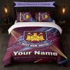 West Ham United FC Individuelles Namens-Text-Bettwäscheset 1 Bettbezug+2 Kissenbezüge Fußball-Logo Personalisierte Geschenkidee für besondere Anlässe Schlafzimmerdekoration