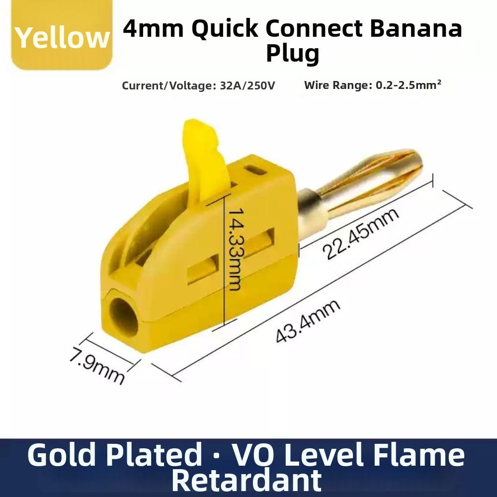 1/10pcs Solderless Design High Current Banana Plug Gold Plated Banana Plug  Audio Equipment