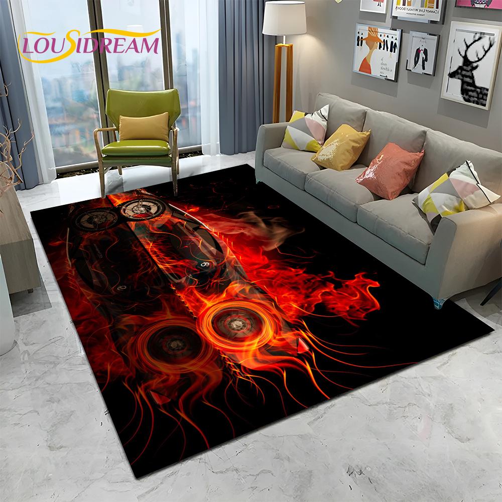 HD Concept Car 3D Future Sports Car Cartoon Carpet Rug for Home Living Room Bedroom Sofa Doormat Decor,kids Non-slip Floor Mat