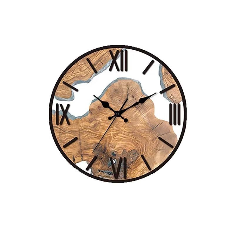 Nordic Acrylic Woodgrain Pattern Wall Clock 31×31CM Modern Silent Movement Minimalist Timepiece for Living Room Office Decor