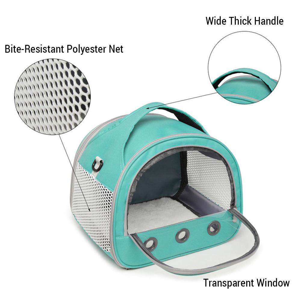 Portable Small Animal Hamster Carrier Bag Breathable Guinea Pig Outdoors with Transparent Window Handbag Rabbits Shoulder Strap