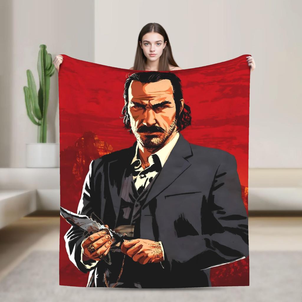 Warm Soft Blanket Travel Office Arthur Morgan  RDR 2 West Cowboy Vintage Bedding Throws  Flannel Bedspread For Sofa Bed Cover