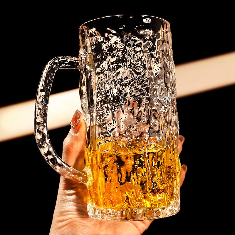 Insulated Glass Beer Mug Large Capacity Thickened Glacier Cup Tree Bark Texture Home Bar For Craft Beer Unique Design