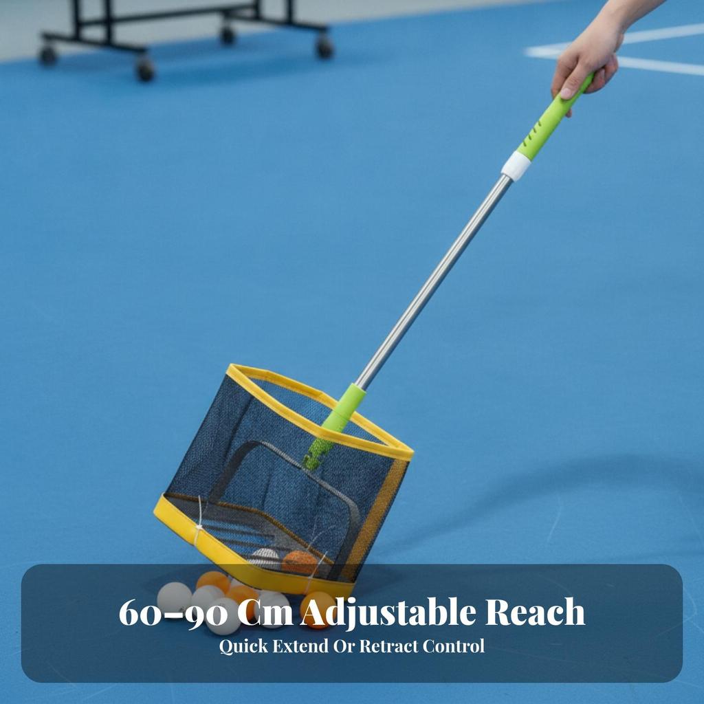 Table Tennis Ball Picker with Mesh Net Basket Easy to Carry for Players, Coaches