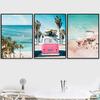 Holiday Sunset Beach Bus Surfboard Ocean Waves Surfing Poster Canvas Painting Wall Art Pictures for Room Home Decor Gift
