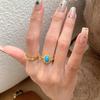 Exquisite Turquoise Rings for Women Vintage Palace Style Light Luxury Wire Drawing Blue Ring Party Wedding Romantic