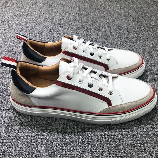 

Модный бренд Tb из натуральной кожи, мужские кроссовки из коровьей кожи, лоскутные кроссовки на шнуровке, весна-осень, повседневная белая повседневная обувь 44