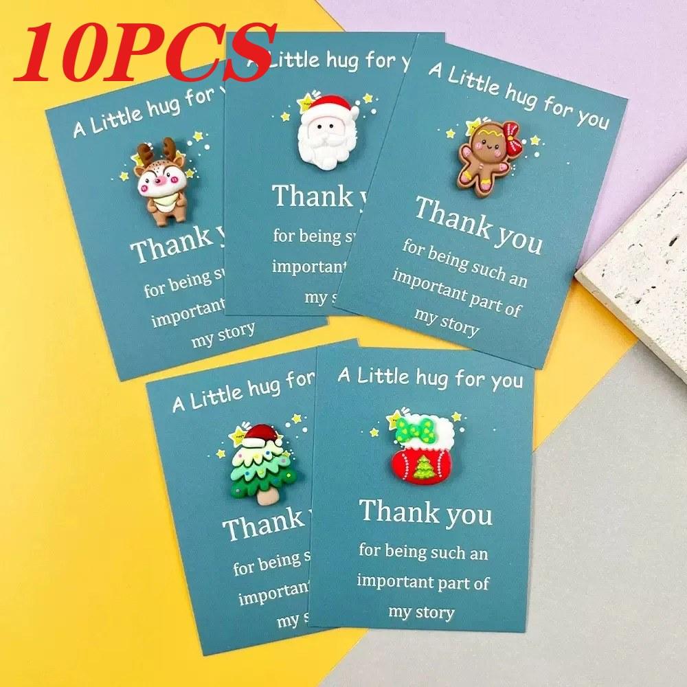 

10pcs Mini Hug Cards with Resin Decorations Christmas Birthday Valentine Greeting Thank You Cards Bulk Gifts for Friends Family
