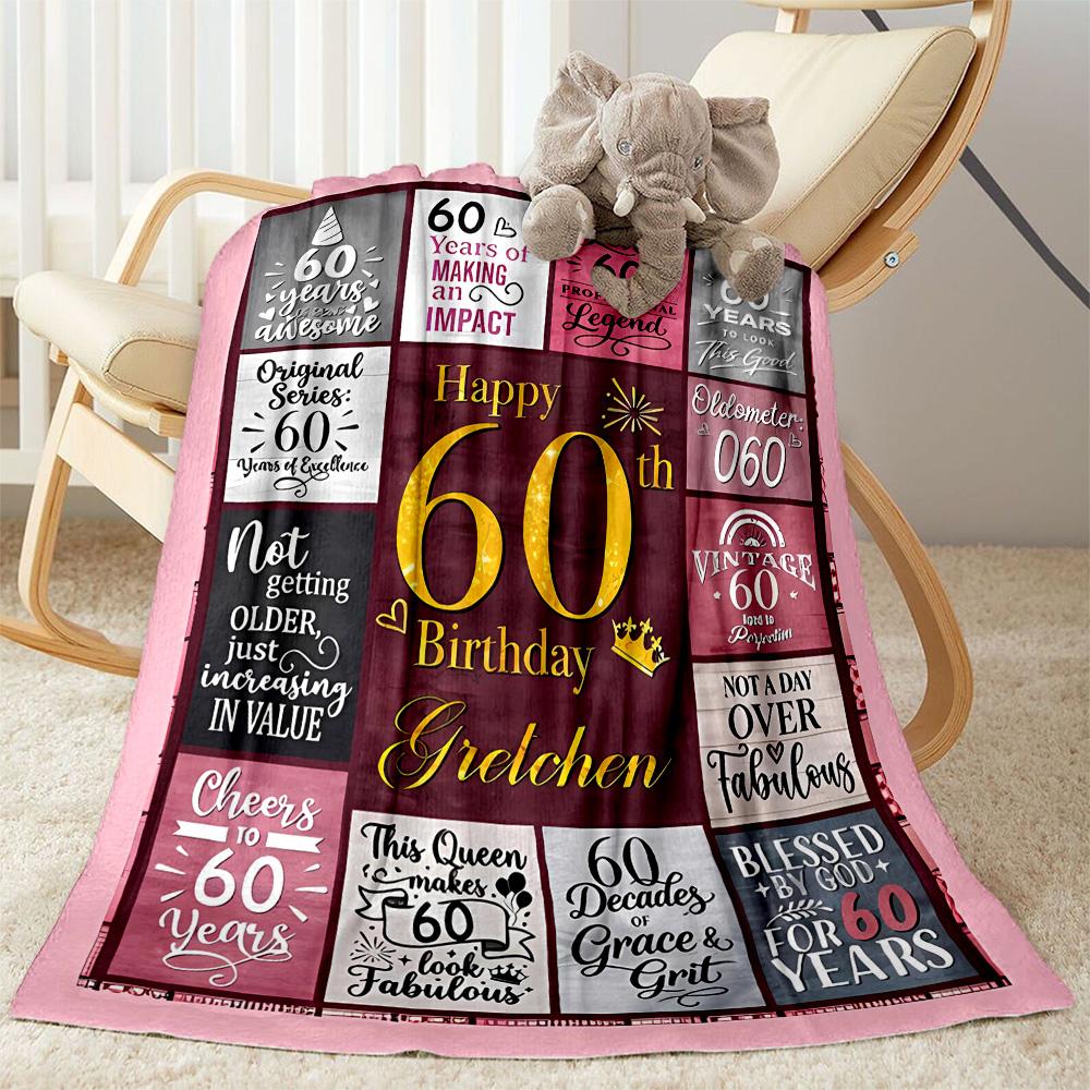 1pz Coperta Celebrazione Felice 60° Compleanno Morbida e Calda per Divano Ufficio Campeggio Viaggio Soggiorno Ottimo Regalo per Amici e Famiglia Confortevole