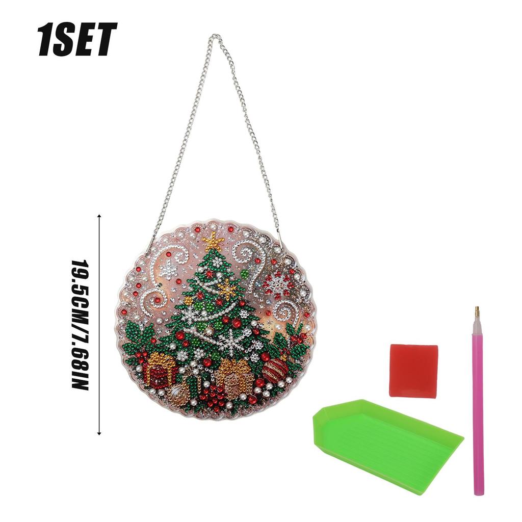 Pearl Diamond Painting Pendant 2D Flat Pearl Bead Crafts DIY Handmade Christmas Decor Hanging Santa Claus Christmas Tree Pattern