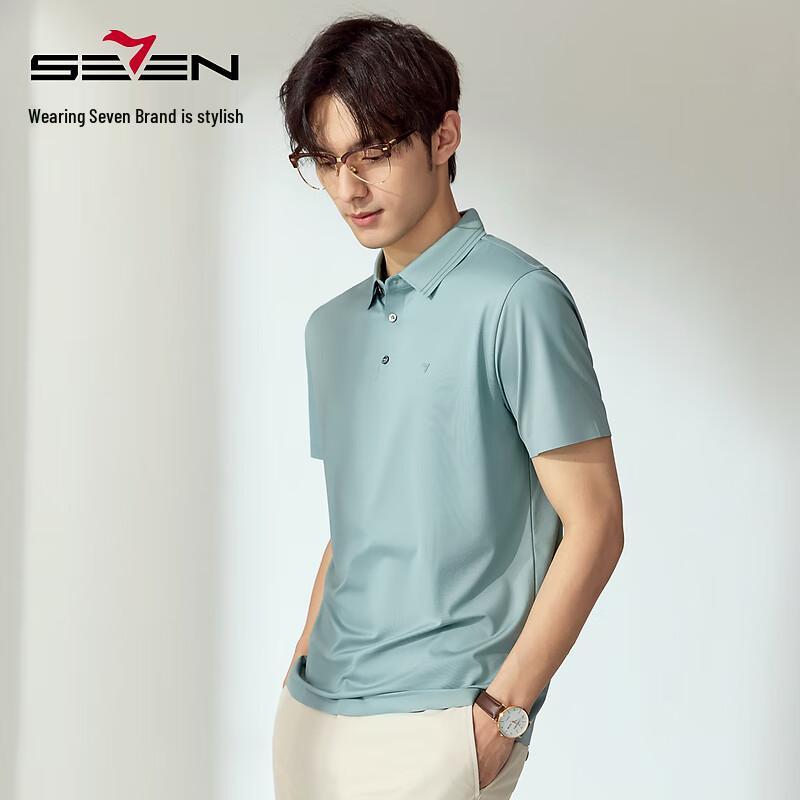 Qipai Men's Seamless Mulberry Silk Blend Short-Sleeve Polo Shirt