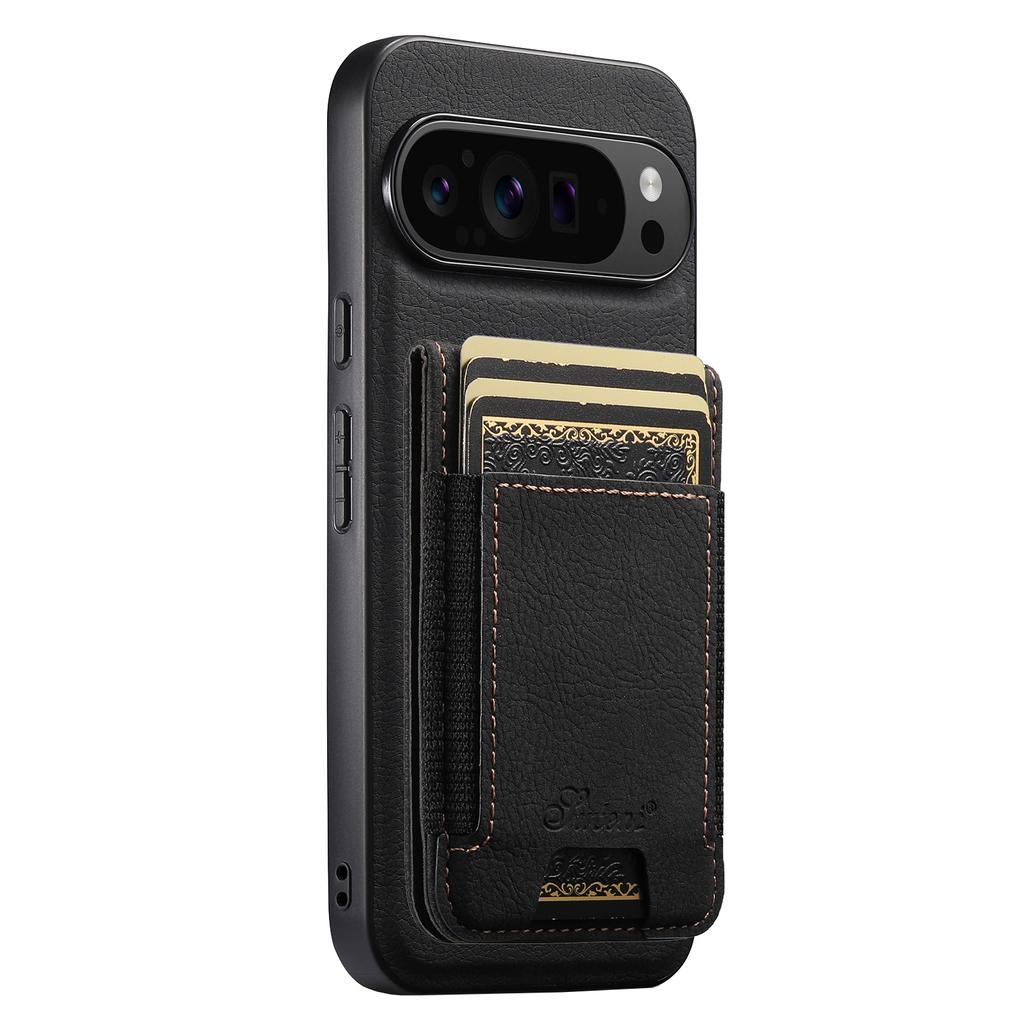 SUTENI H17 For Google Pixel 10 Pro XL Magnetic Case Card Slots Leather + TPU Kickstand Phone Cover