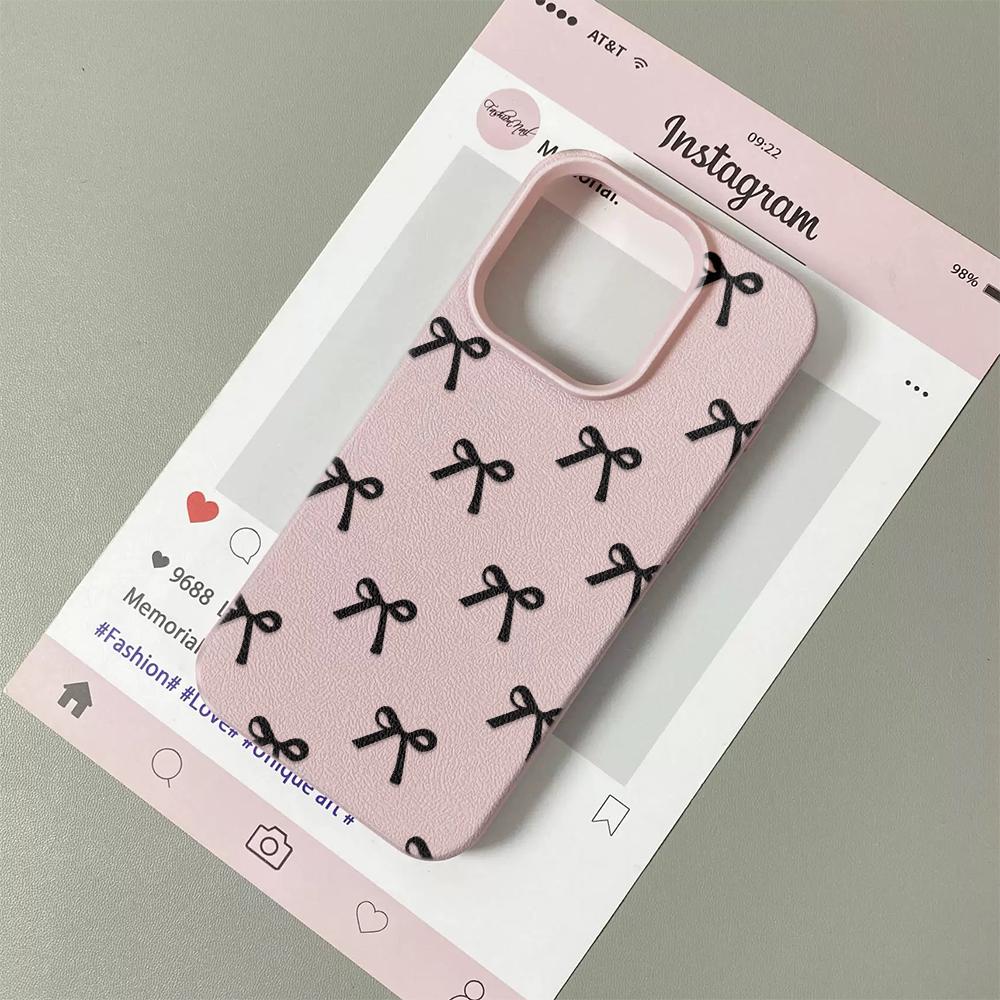 Schwarze Schleifen-Aufdruck Handyhülle Für iPhone 17 16 15 14 Plus 13 12 11 Pro Max 17 Air X XR XS Korea Mädchen Hülle Silikon Weiche Hülle