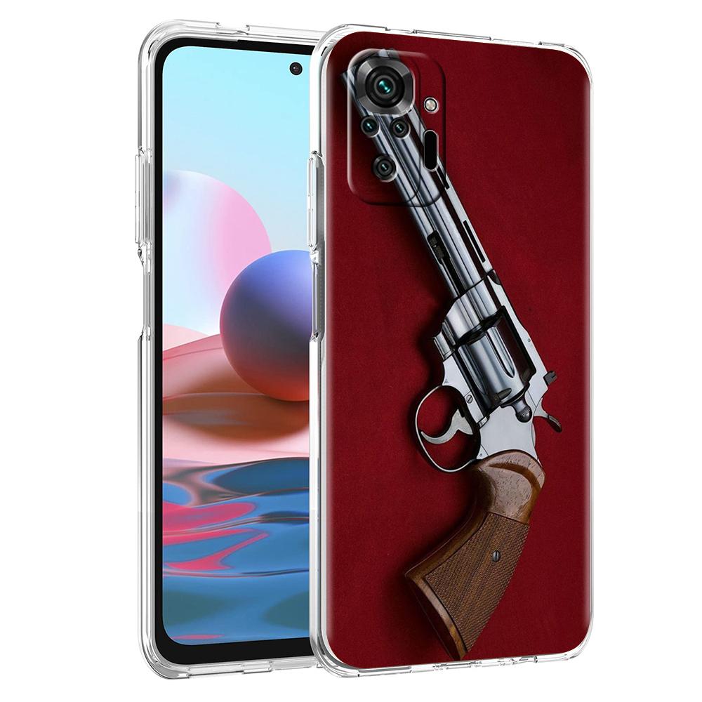 Handgun Gun BUllets Transparent Phone Case for Redmi 10c Note 11 11T 8A 9A 9C 8 9 10 K40 Plus 12 Pro 4G Soft Cover Shell Capas
