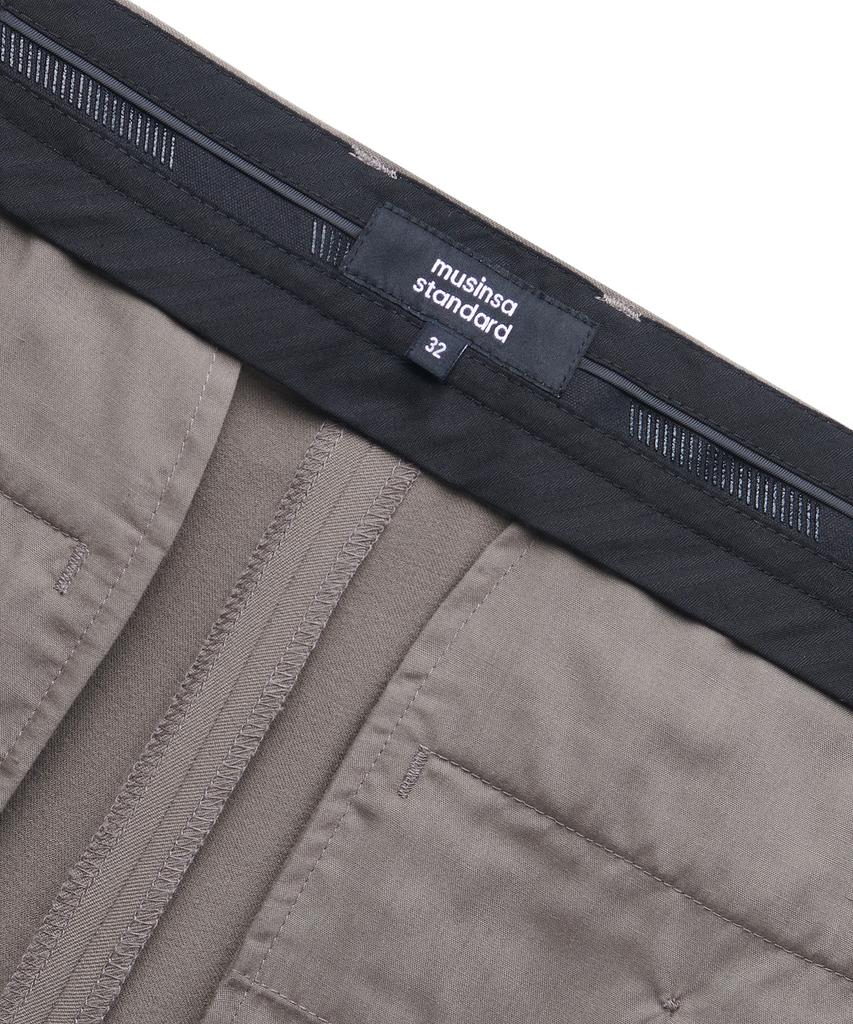 Musinsa Standard Tapered Hidden Elastic Waist Length Slacks [Dusty Beige]