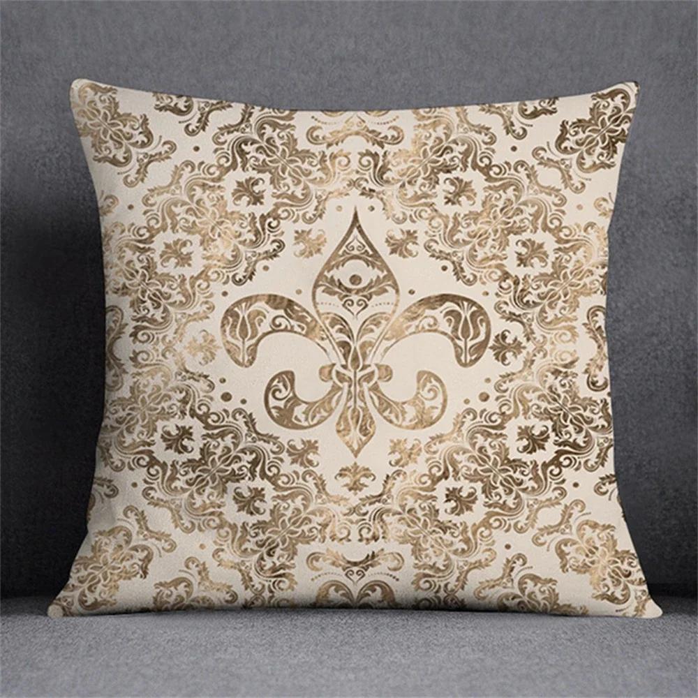 Home Decor Fleur-De-Lis Patterned Decorative Pillow Covers Pattern Cushion Cover Suitable For Sofa Bedroom Car Pillow Cover