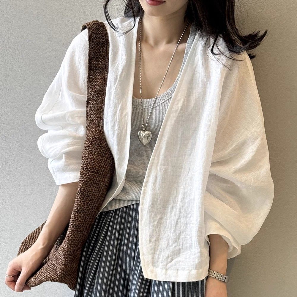 Shirt Jacket Women's Summer Lightweight Artistic Long Sleeved Cardigan Top Design Thin and Loose Sunscreen Shirt