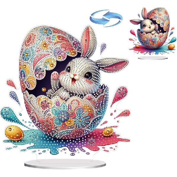 BAYUNOE DIY Diamond Art Painting Desktop Ornament Easter Handmade Double-Sided Pattern Diamond Art Decorated Tabletop Ornaments Single Sided Diamond