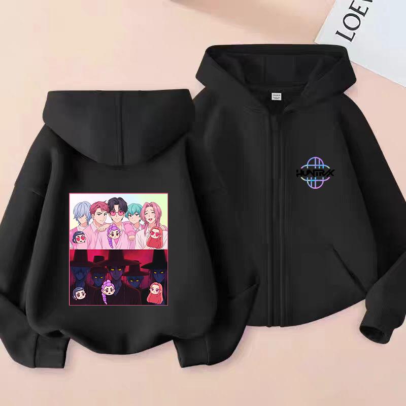 2025 New Y2K KPop Devil Hunter Zipper Hoodie Autumn Casual Long Sleeve Children's Clothing Fashion Versatile Girls' Top