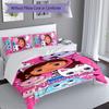 3-teiliges personalisiertes Gabby's Dollhouse Bettwäsche-Set, Enthält 1 Bettbezug und 2 Kissenbezüge, Ganzjahres-Schlafzimmerdekoration