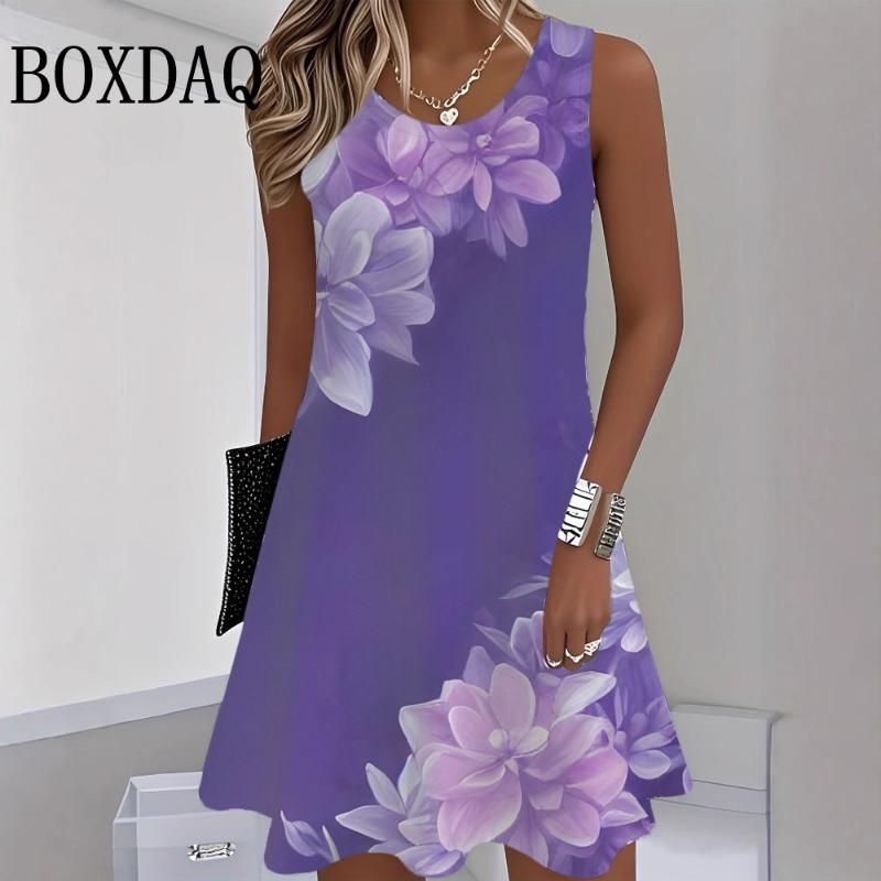 2026 New Fashion Pattern 3D Printing Women'S Dresses For Summer Tank Beach Holiday Hawaii Sleeveless Loose Dress Casual Sundress