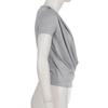 Sexy Deep V Neck Pleated Solid Short Sleeve T Shirt For Women