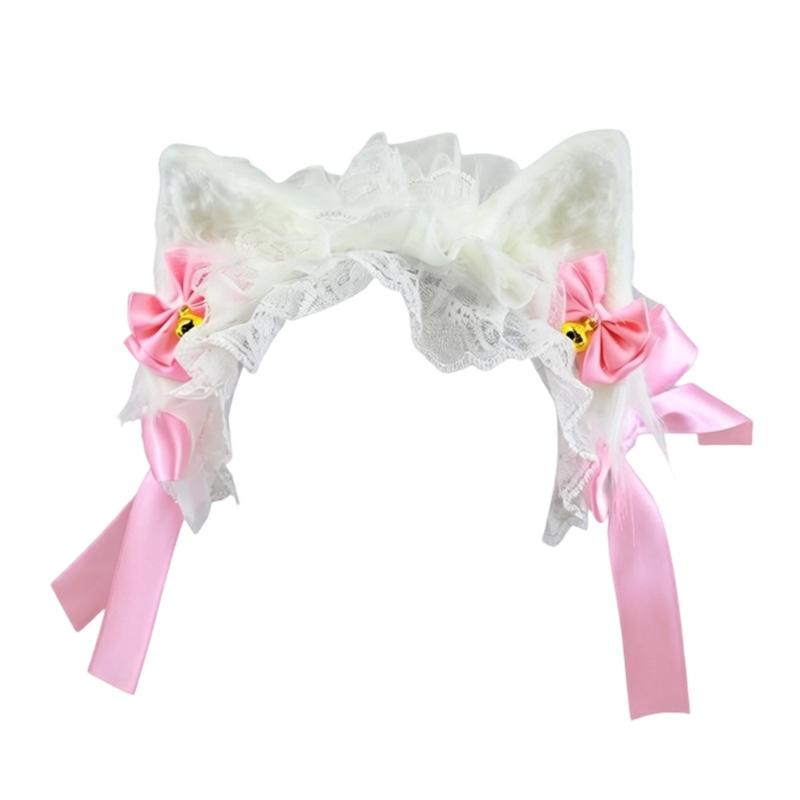 Plush Furry Cats Ears Hair Band for Girl Women Halloween Cosplay Party Fancy Dress Costume Sweet Lolitas Headwear Gifts розовый