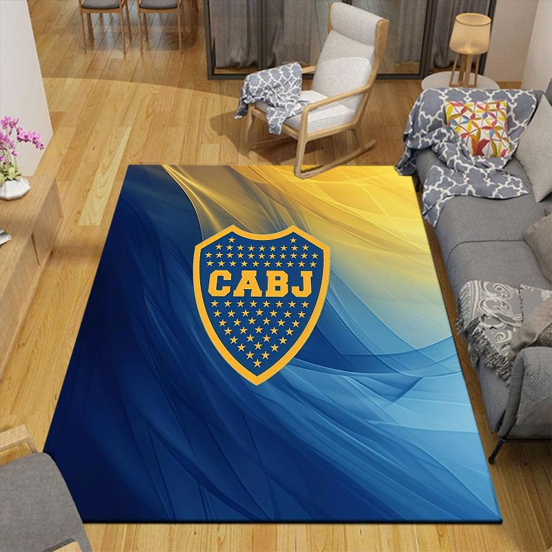 Club Atletico Boca Juniors Flannel Pattern Square Carpet,Area Rug,Carpet Rug for Living Room Bedroom Sofa Playroom Decor,Non-slip Floor Mat