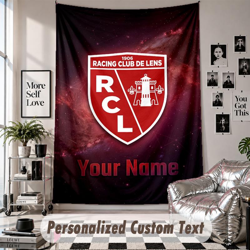 Wall Hanging Tapestry With Custom Name & Text, racing club de lens Decorative Tapestry For Bedroom