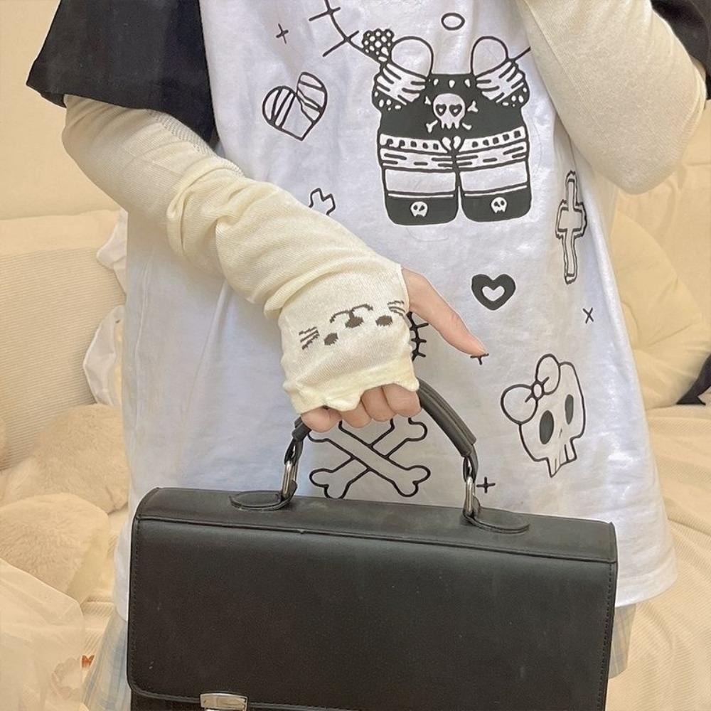 Fingerless Kitty Paw Arm Sleeves UV Protection Cat Oversleeve Cute Cat Claw Arm Cover  JK