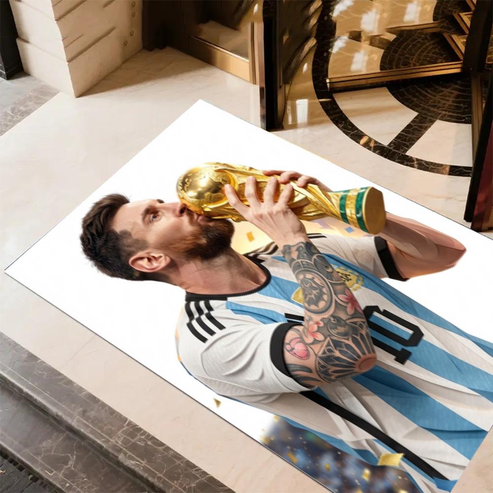 Messi World Cup Trophy Carpet Suitable For Dining Room Study Room Outdoor Entryway Antislip Carpet Office Home Decor Birthdaychristmas Gift