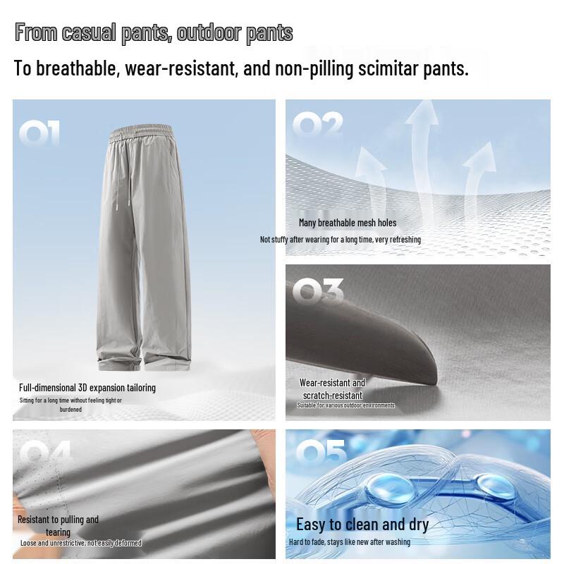 Mark Fairwhale Men's 2025 Summer Loose Breathable Curved-Leg Straight Casual Pants