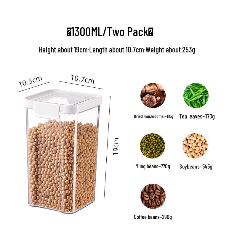 Transparent Airtight Food Storage Jar for Grains & Cereals - Sealed Fresh-Keeping Container with Lid