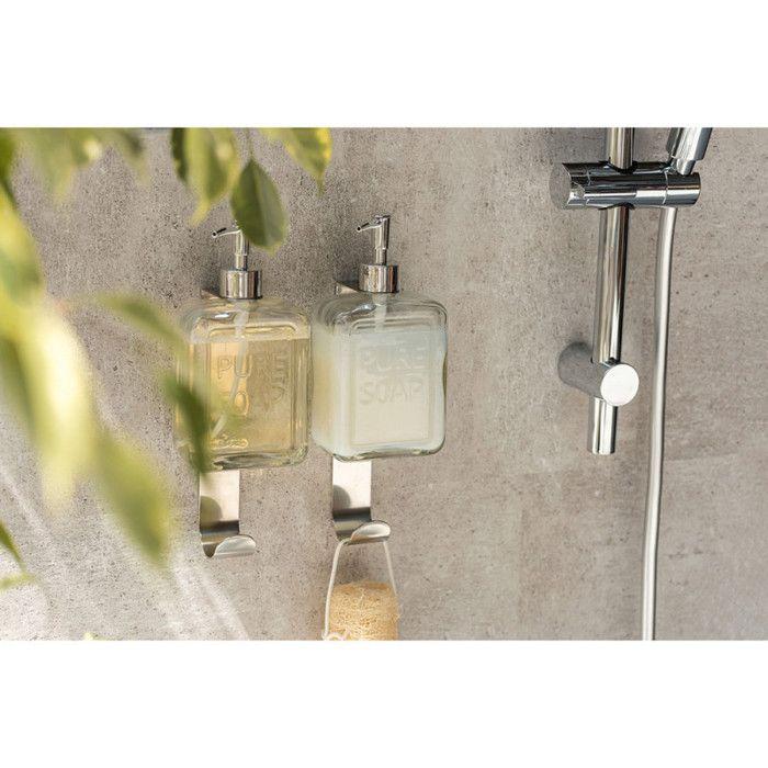 WENKO Distributeur De Savon Liquide "Pure Soap", Capacité 550 Ml, Distributeur De Savon Liquide En Verre, 9,5x20x6 Cm, Transparent