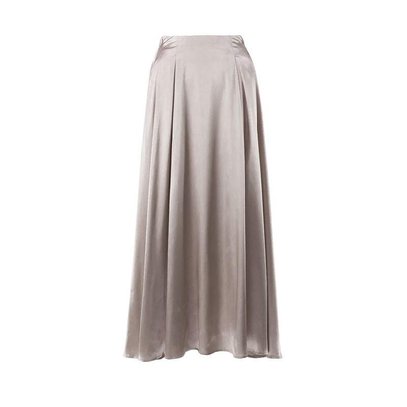 

Solid Color Elastic Waist Loose Long Skirt Solid Loose Long Skirt Khaki L