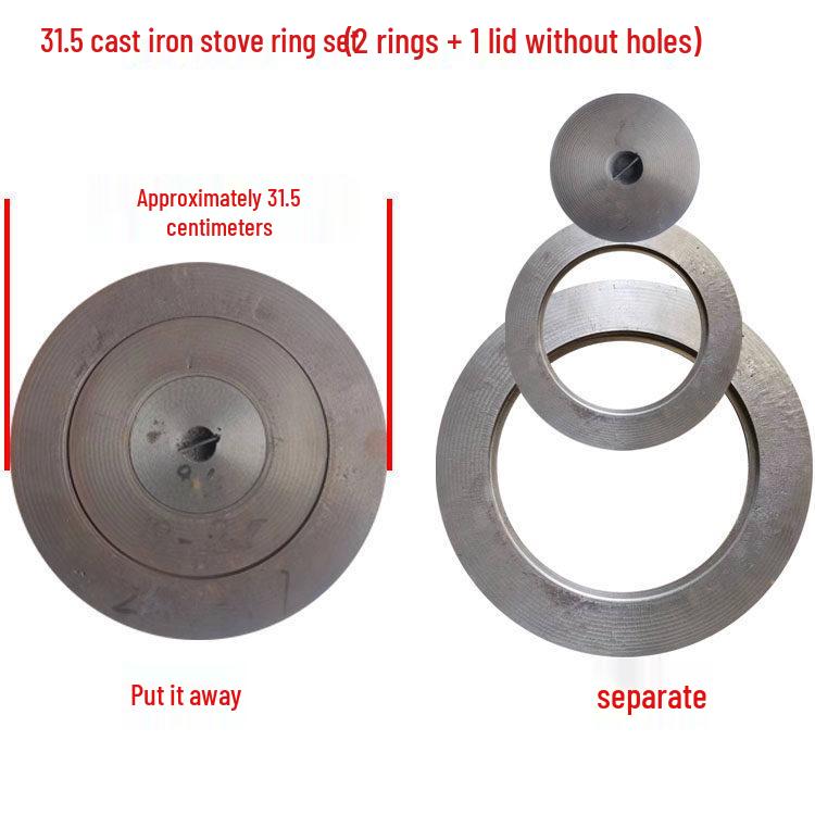 Cast Iron Firewood Stove Ring & Lid: Thickened Rustic Pot and Fire Pit Accessories