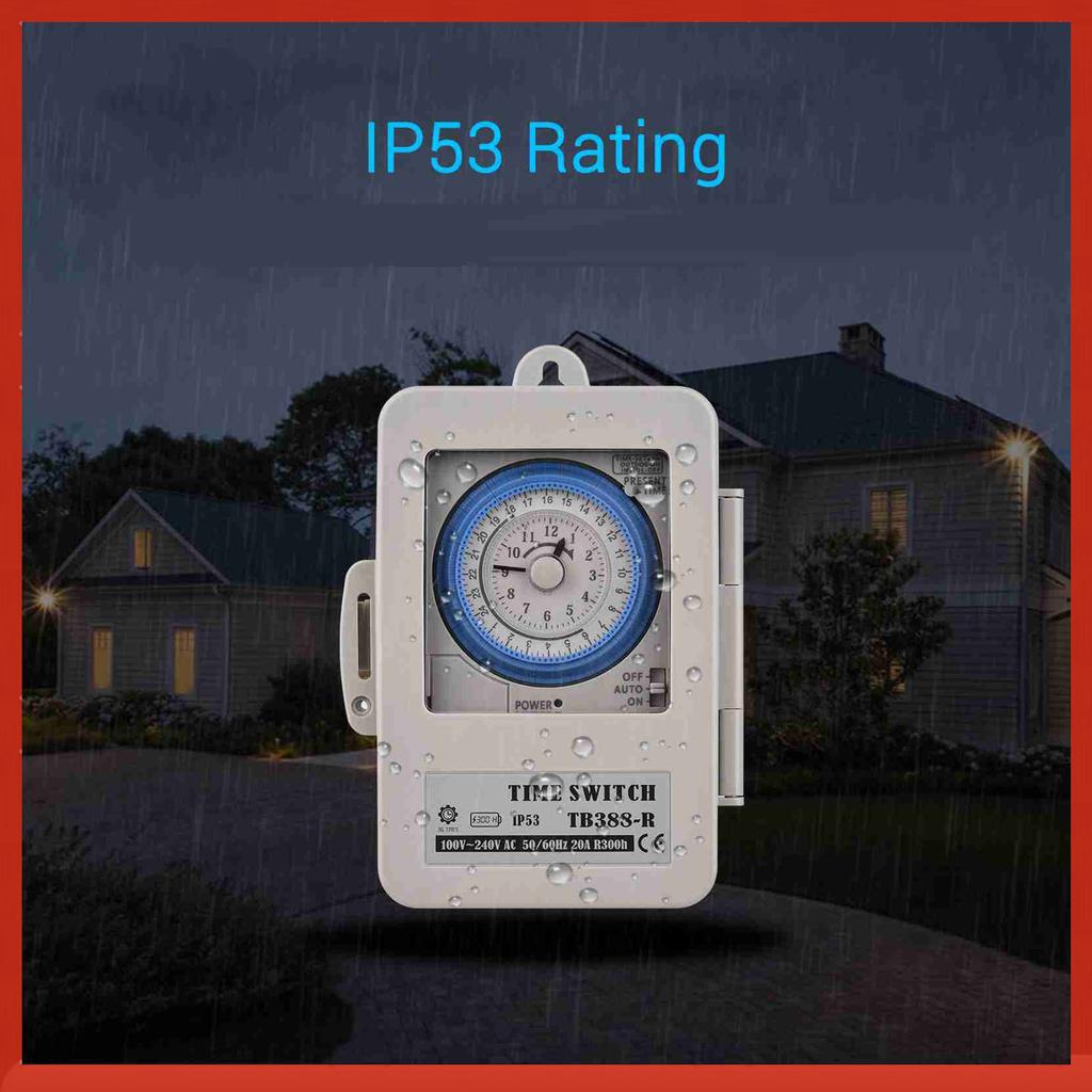 Mechanical 24 Hours Timer Switch IP53 AC 100-240V Programmable Electrical Timer Switch Box 15 Minutes Interval 96 Times ON/ OFF