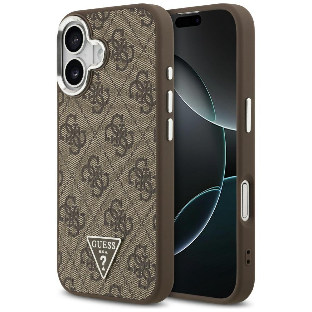 Guess 4G Triangle Logo MagSafe case for iPhone 17 brown silver