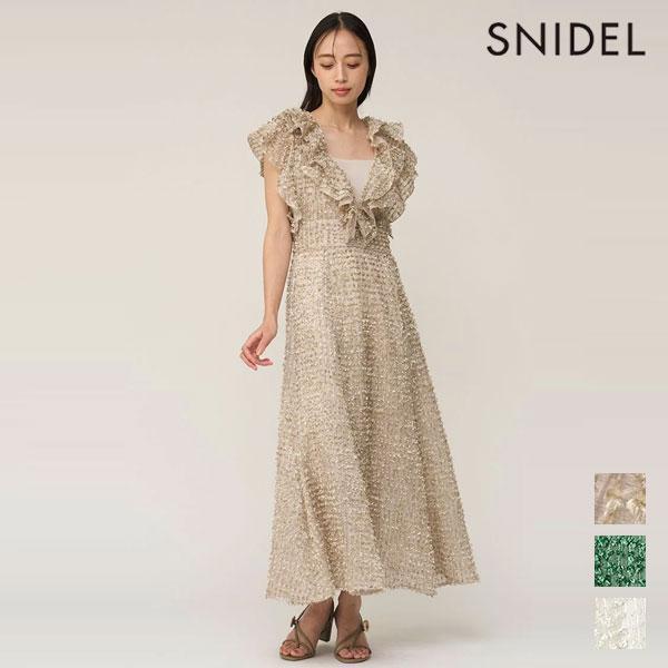 New item 10% OFF SNIDEL One Piece Fabric Ruffle Dress Sleeveless Maxi Length Flare swfo261151