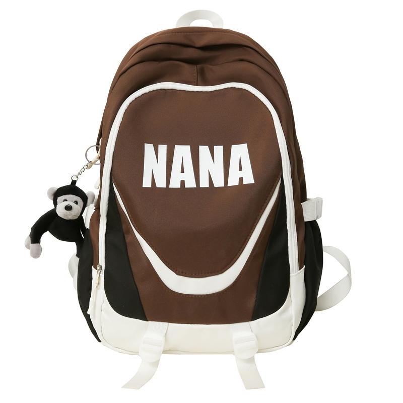 

Женский рюкзак с цветными блоками большой вместимости, студенческий школьный рюкзак, рюкзак для активного отдыха для мужчин коричневый