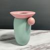 Ceramic Vase Cartoon Geometric Ball Colored Ceramic Crafts Floral Arrangement Accessories Hand-made Flower Vase Home Decor